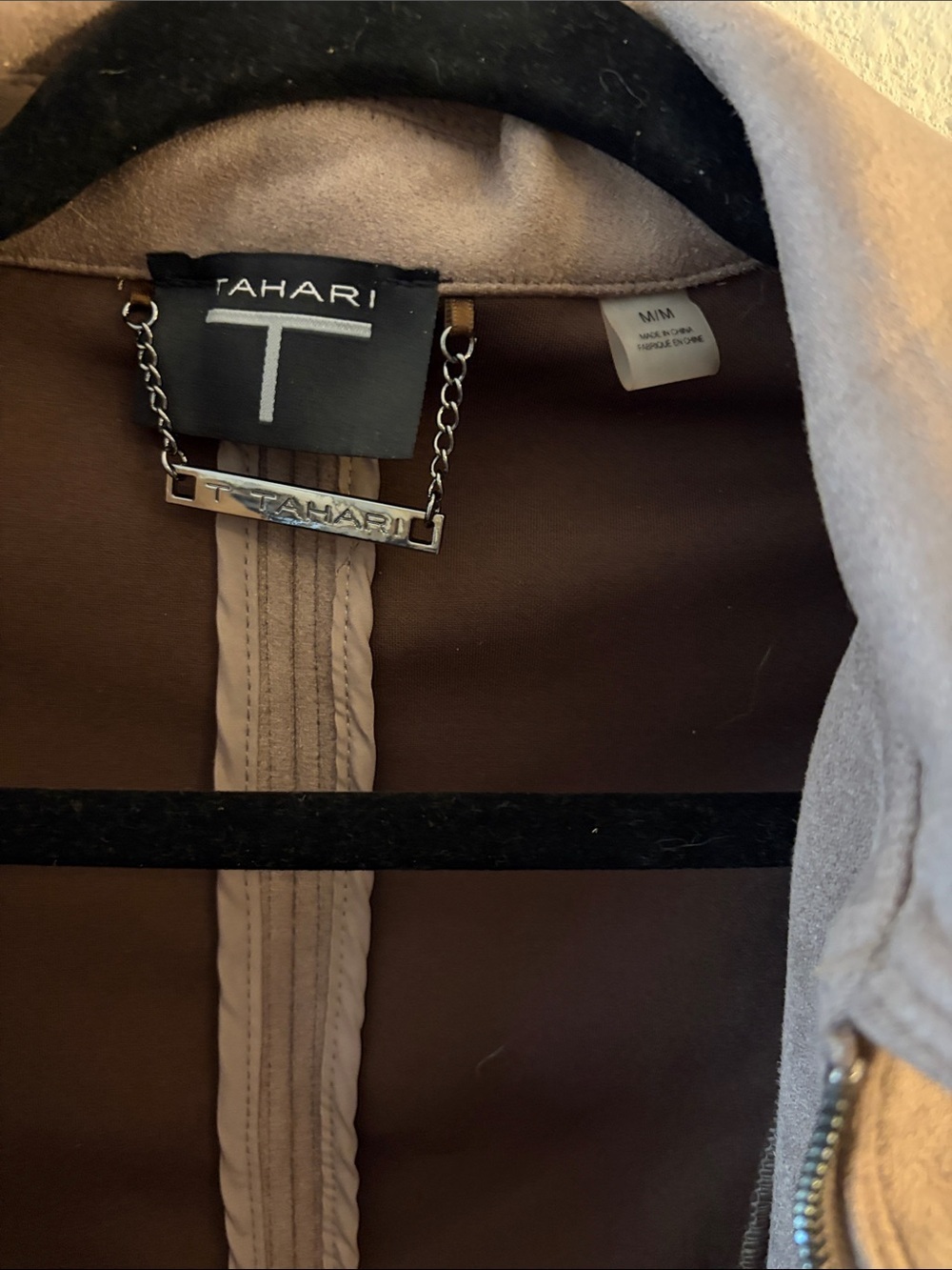 Tahari Taupe Suede-Look Women's Jacket - Picture 2 of 4